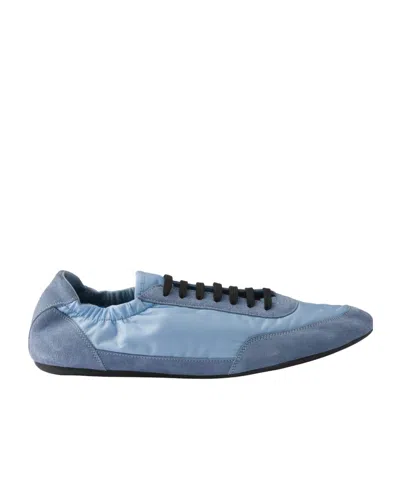 Prada Collapse Re-nylon And Suede Elasticized Sneakers In Blue