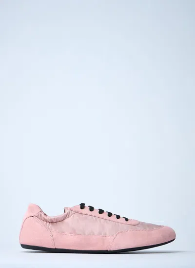 Prada Collapse Re-nylon And Suede Sneakers In Pink