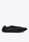 Prada Women Navy Blue Re-nylon And Suede Collapse Sneakers In Black