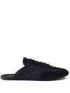 Prada Nylon And Suede Open-back Sneakers In Blue