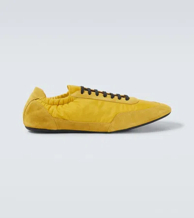 PRADA COLLAPSE RE-NYLON SUEDE-TRIMMED SNEAKERS