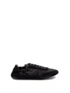 Prada Women Navy Blue Re-nylon And Suede Collapse Sneakers In Black