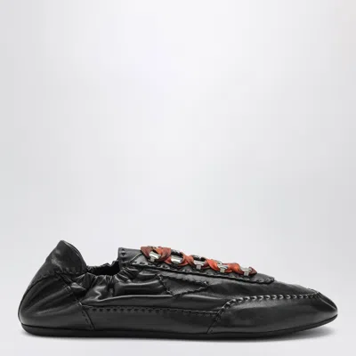 Prada Collapse Sneakers With Hooks In Black Aged Nappa Leather In Transparent