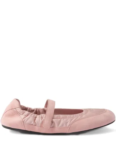 Prada Collapse Strap-detail Ballet Flats In Pink