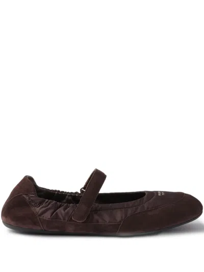 Prada Collapse Suede Ballet Flats