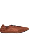 Prada Collapse Suede-panelling Sneakers In Brown