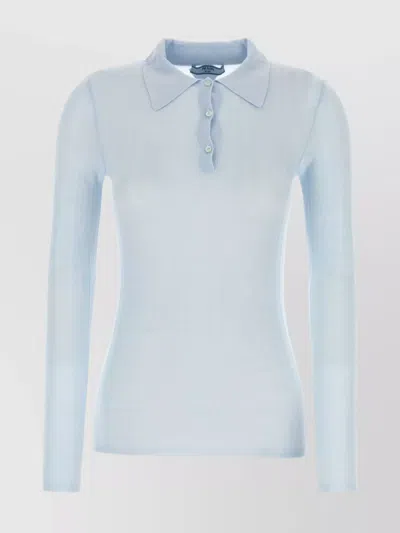 PRADA COLLAR DESIGN CASHMERE BLEND POLO SHIRT
