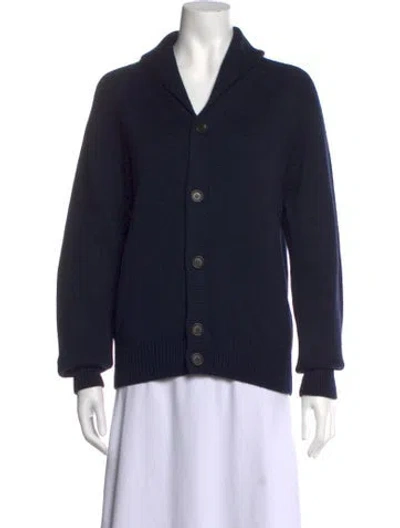 Pre-owned Prada Collar Long Sleeve Cardigan In Blue