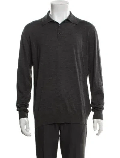 Pre-owned Prada Collar Long Sleeve Polo Shirt In Gray