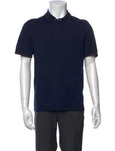 Pre-owned Prada Collar Short Sleeve Polo Shirt In Blue
