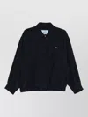 Prada Collared Jacket Long Sleeves Elasticated Hem In Blue