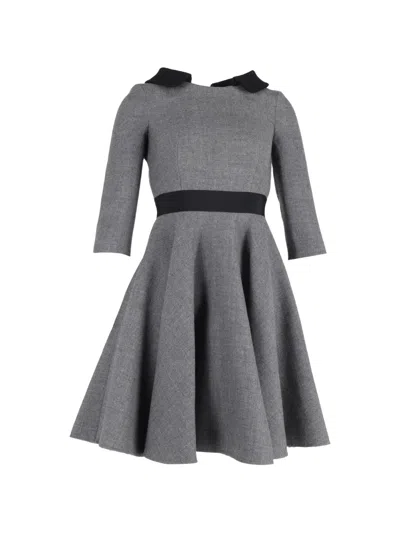 Pre-owned Prada Collared Flared Midi Dress In Gray