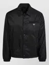 Prada Collared Jacket Elastic Cuffs Front Pocket In Black