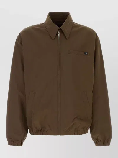 Prada Collared Jacket Elastic Cuffs Side And Chest Pockets In Green