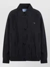 Prada Collared Jacket Elasticated Hem Front Pockets In Blue