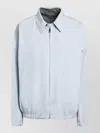 Prada Collared Jacket Elasticated Hem Lightweight In Brown