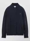 Prada Collared Jacket Long Sleeves Elasticated Hem In Blue