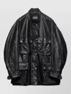 Prada Collared Jacket Long Sleeves Multiple Pockets In Black