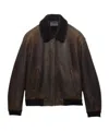 Prada Collared Long-sleeved Leather Jacket In Multi
