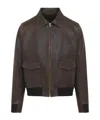 Prada Collared Long-sleeved Leather Jacket In Multi