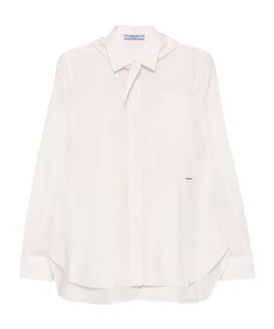 Prada Collared Long-sleeved Shirt In White