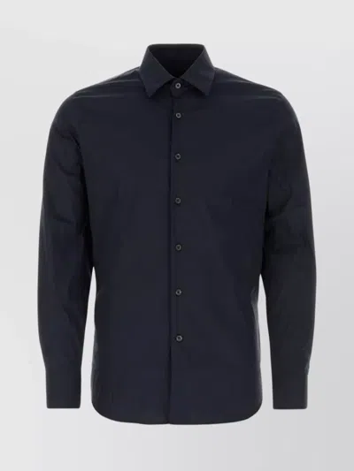 PRADA COLLARED NECK STRETCH POPLIN SHIRT