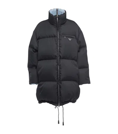 Prada Re-nylon High-neck Puffer Coat In Black