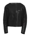 Prada Cropped Leather Jacket In Black