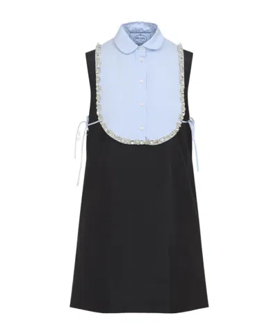 Prada Collarless Sleeveless Dress In Black