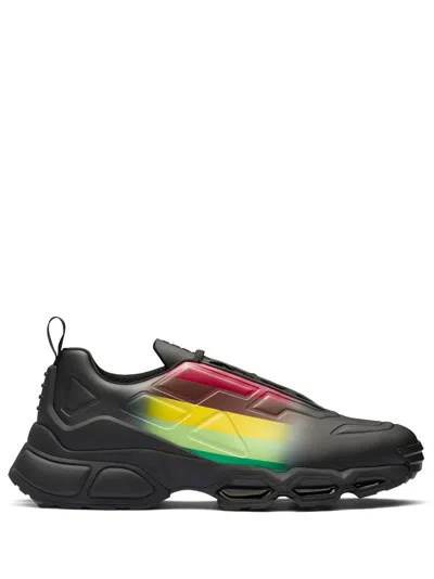 Prada Collision Cross Rubber Sneakers In Black,multicolor