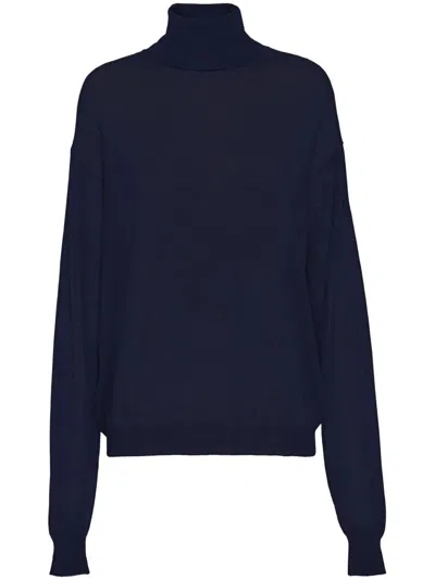 Prada Collo Alto Cashmere In Blue