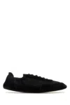 Prada Women Navy Blue Re-nylon And Suede Collapse Sneakers
