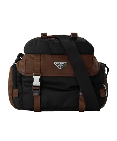 Prada Colorblock Crossbody Messenger Bag In Brown