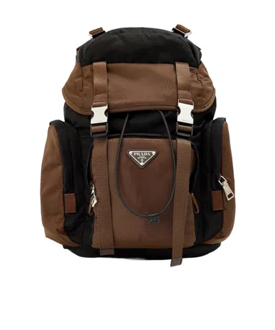 Prada Color-block Nylon Backpack In Blue