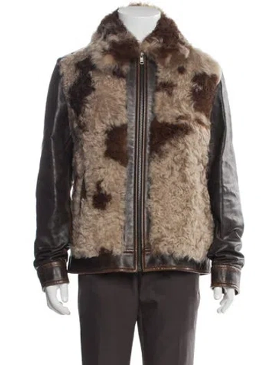 Pre-owned Prada Colorblock Pattern Jacket In Brown