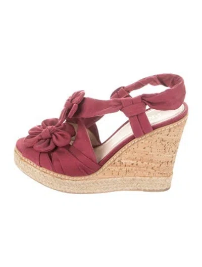 Pre-owned Prada Colorblock Pattern Pleated Accents Espadrilles In Burgundy