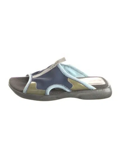 Pre-owned Prada Colorblock Pattern Slides In Blue
