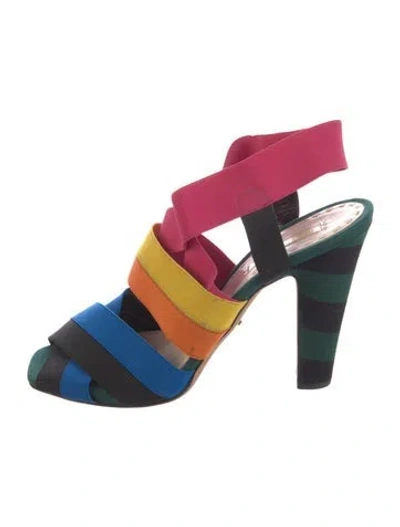Pre-owned Prada Colorblock Pattern Slingback Pumps In Multi