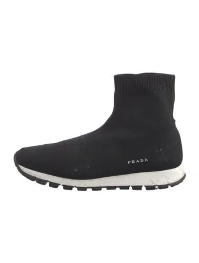 Pre-owned Prada Colorblock Pattern Sock Boots In Black