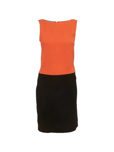 Pre-owned Prada Colorblock Sleeveless Midi Dress In Black