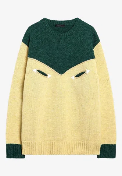 PRADA COLORBLOCKED WOOL KNIT SWEATER