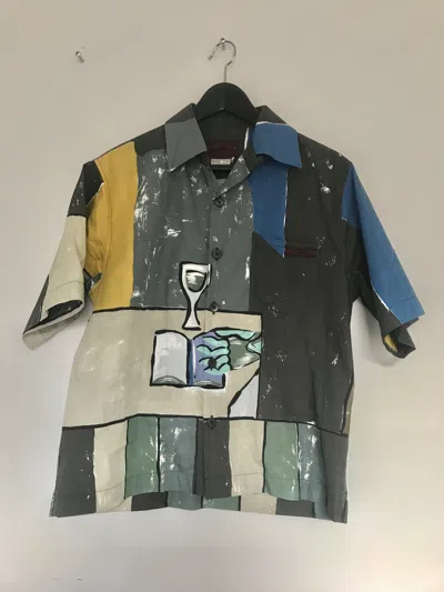 Pre-owned Prada Coloring Book Print Bowling Shirt In Multi