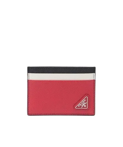 Prada Colour-block Cardholder In Red