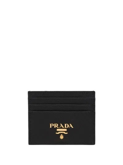 Prada Textured Black Cardholder With Subtle Logo