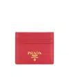 Prada Compact Front Logo Cardholder In Red