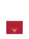 Prada Compact Front Logo Cardholder In Red