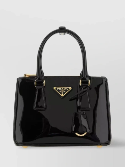Prada Galleria Patent Leather Mini Bag In Black