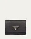 Prada Compact Trifold Saffiano Leather Wallet