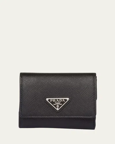 Prada Compact Trifold Saffiano Leather Wallet