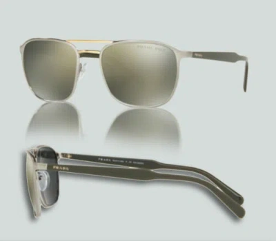 Pre-owned Prada Conceptual 0pr75vs 521720 Mt Gunmetal Pale Gold P Sunglasses In Polar Grey Mirror Silver